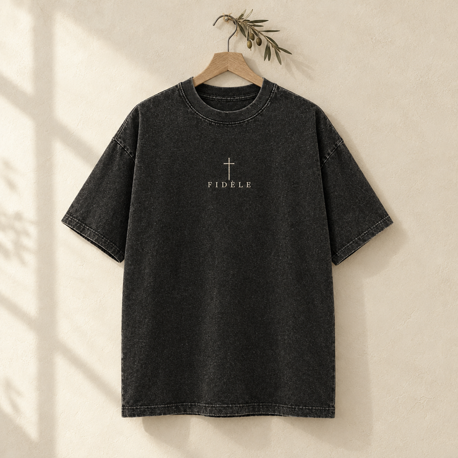 T-shirt PAIX — Noir délavé