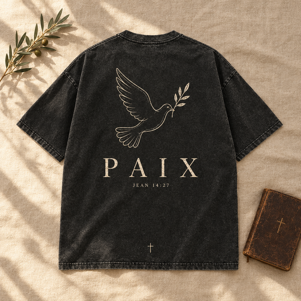 T-shirt PAIX — Noir délavé